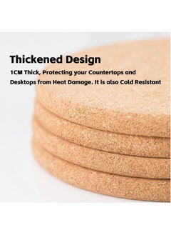 Teuuea 8 PCS Round Cork Plate Pad, Thick Cork Countertop Plate Pad Coaster, Heat Resistant Multifunctional Table Cork Board, for Hot Dishes Pots Cookware Plant Gardening DIY Indoor Outdoor, 18.7*18.7CM  - Image 4