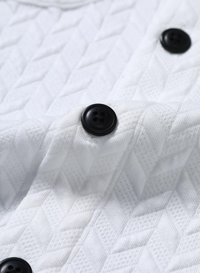 Take Two Men White Textured Button-Down Shirt - Image 5