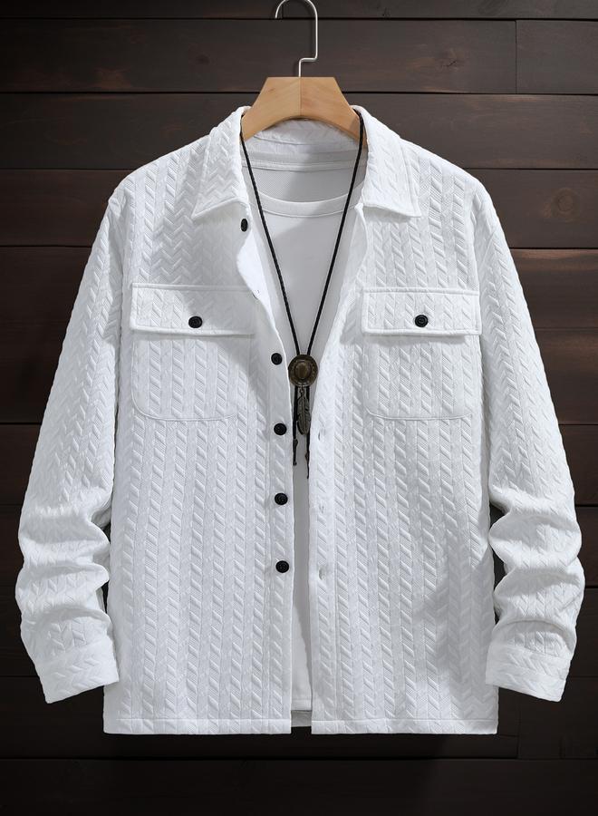 Take Two Men White Textured Button-Down Shirt - Image 1