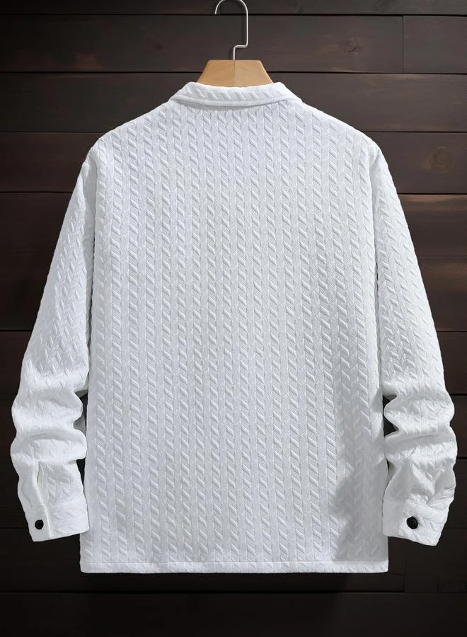 Take Two Take Two Men White Textured Button-Down Shirt