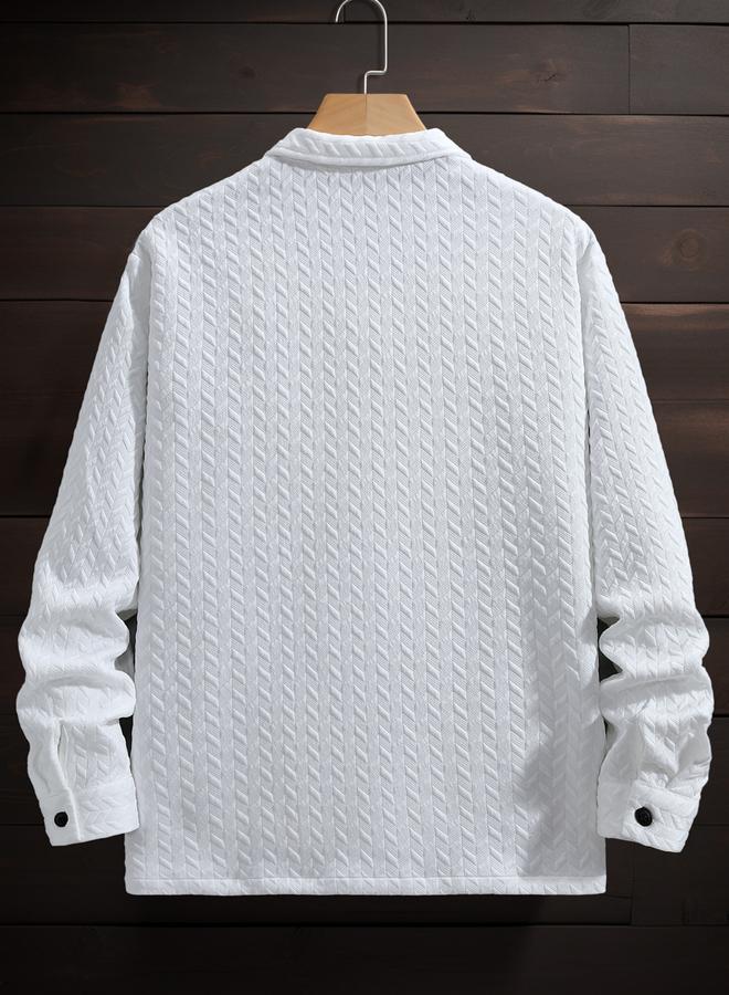 Take Two Men White Textured Button-Down Shirt - Image 2