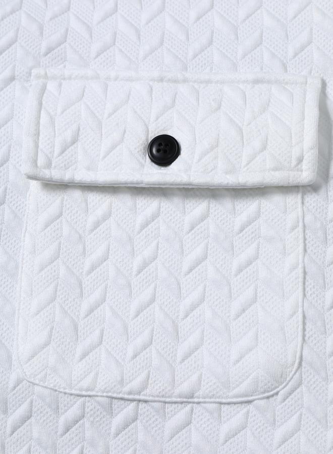 Take Two Men White Textured Button-Down Shirt - Image 4