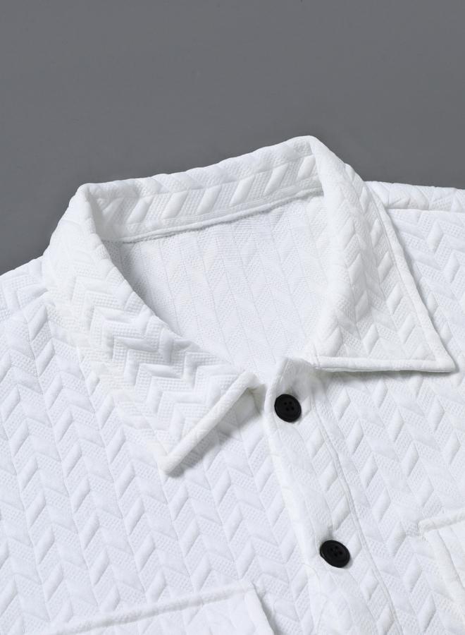 Take Two Men White Textured Button-Down Shirt - Image 3