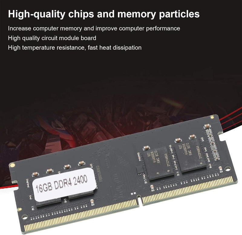 وحدة ذاكرة كمبيوتر محمول بسعة 16 جيجابايت من نوع DDR4، ذاكرة وصول عشوائي عالية الأداء مع تبديد سريع للحرارة، متوافقة بالكامل مع أجهزة إنتل وAMD من نوع PC4 17000 و19200 و2666V (2400 ميغاهرتز) - Image 1