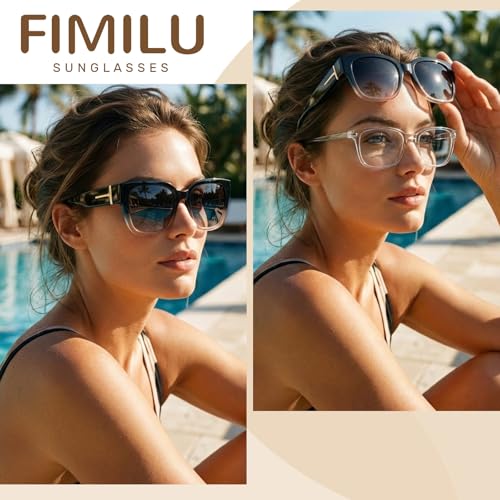 FIMILU Polarized Sunglasses Fit Over Glasses for Women, Oversized Square Sunglasses for Driving & Outdoor UV400 Protection - Image 2