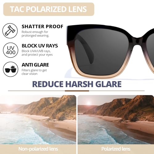 FIMILU Polarized Sunglasses Fit Over Glasses for Women, Oversized Square Sunglasses for Driving & Outdoor UV400 Protection - Image 3