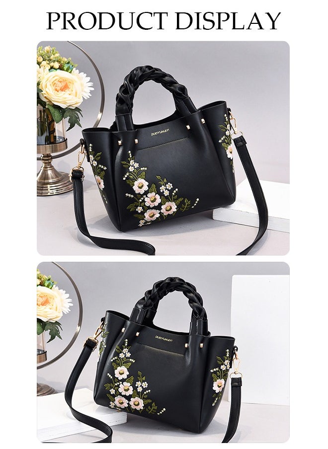 Women's Embroidery Handbag Faux Leather Crossbody Bag For Women Large Capacity Tote Bags Top Handle Satchel Fashionable Travel Shoulder Bag For Ladies - pzsku/ZDF18EA5F5050A3183CEEZ/45/_/1704437215/53559166-a940-438c-97a6-0338e361de63