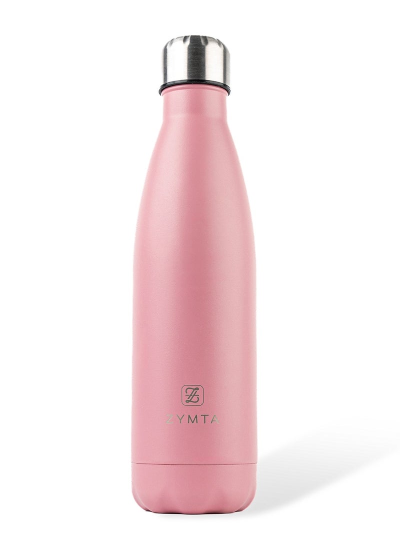 ZYMTA 500ML Stainless Steel Water Bottle | Double-Walled Vacuum Insulated Flask for Hot & Cold Drinks - Leak-Proof & BPA-Free - Pink - Image 1