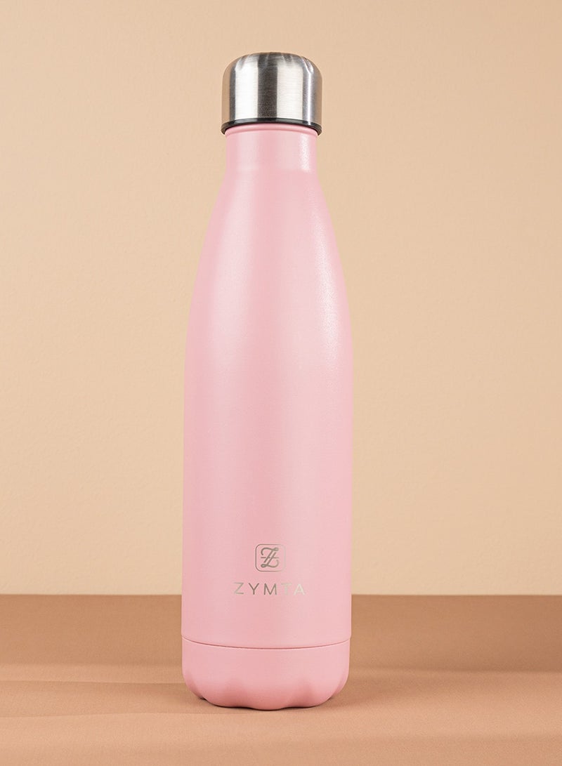 ZYMTA 500ML Stainless Steel Water Bottle | Double-Walled Vacuum Insulated Flask for Hot & Cold Drinks - Leak-Proof & BPA-Free - Pink - Image 2