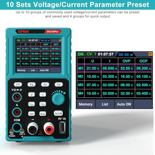 Kiprim 2-in-1 Programmable Power Supply and Multimeter (0-30 V 0-10 A) DC310Pro with Data Memory,High Precision,OCP,OVP, PC Software and USB Charging - Image 5