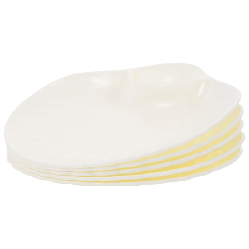 Seashell Sushi Plate Set 5pcs Pearl White Pp Dipping Bowls For Dumplings Fruits - Image 2