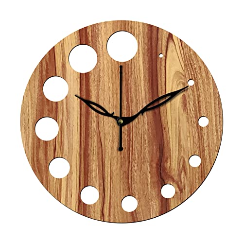 Freny Exim 10" Inch Wooden Wall Clock (Beige, Small Size, 25cm x 25cm)-020 - Image 1