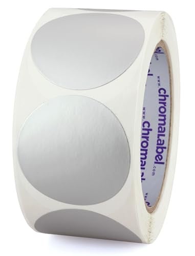 ChromaLabel 2 Inch Round Label Permanent Color Code Dot Stickers, 500 Labels per Roll, Metallic Silver - Image 1
