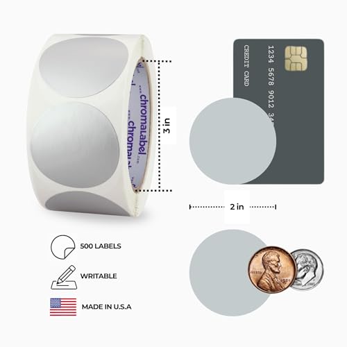 ChromaLabel 2 Inch Round Label Permanent Color Code Dot Stickers, 500 Labels per Roll, Metallic Silver - Image 4