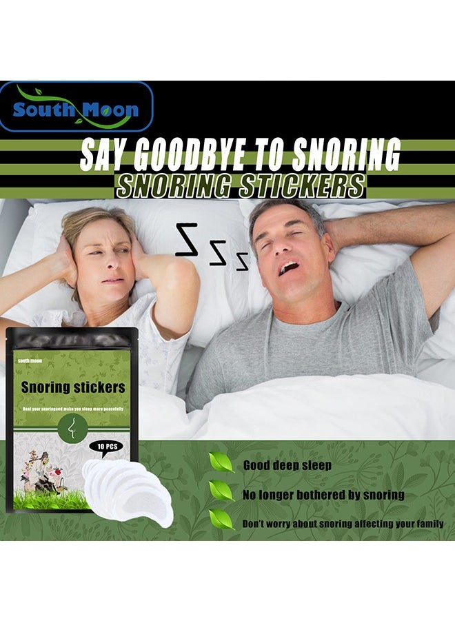 SOUTH MOON - Nasal Patch for Snoring, 10 Pcs Anti-Snoring Ventilation Patch, for Anti-Snoring in Sleep Talking Sleep Care Patch to stop snoring and relieve nasal congestion, improve airflow and comfortable fit - Image 1