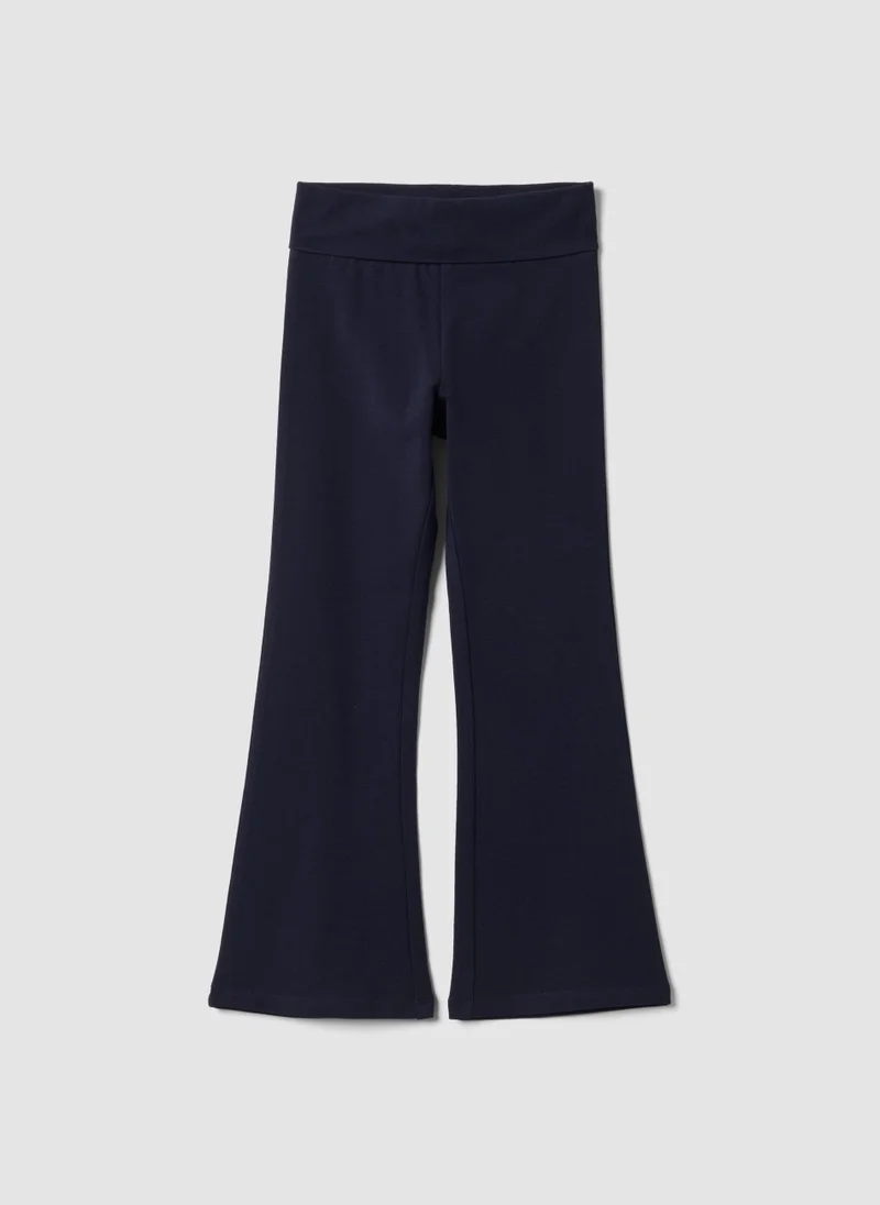 Ovs OVS Girls' Blue Flared Leggings In Stretchy Organic Cotton