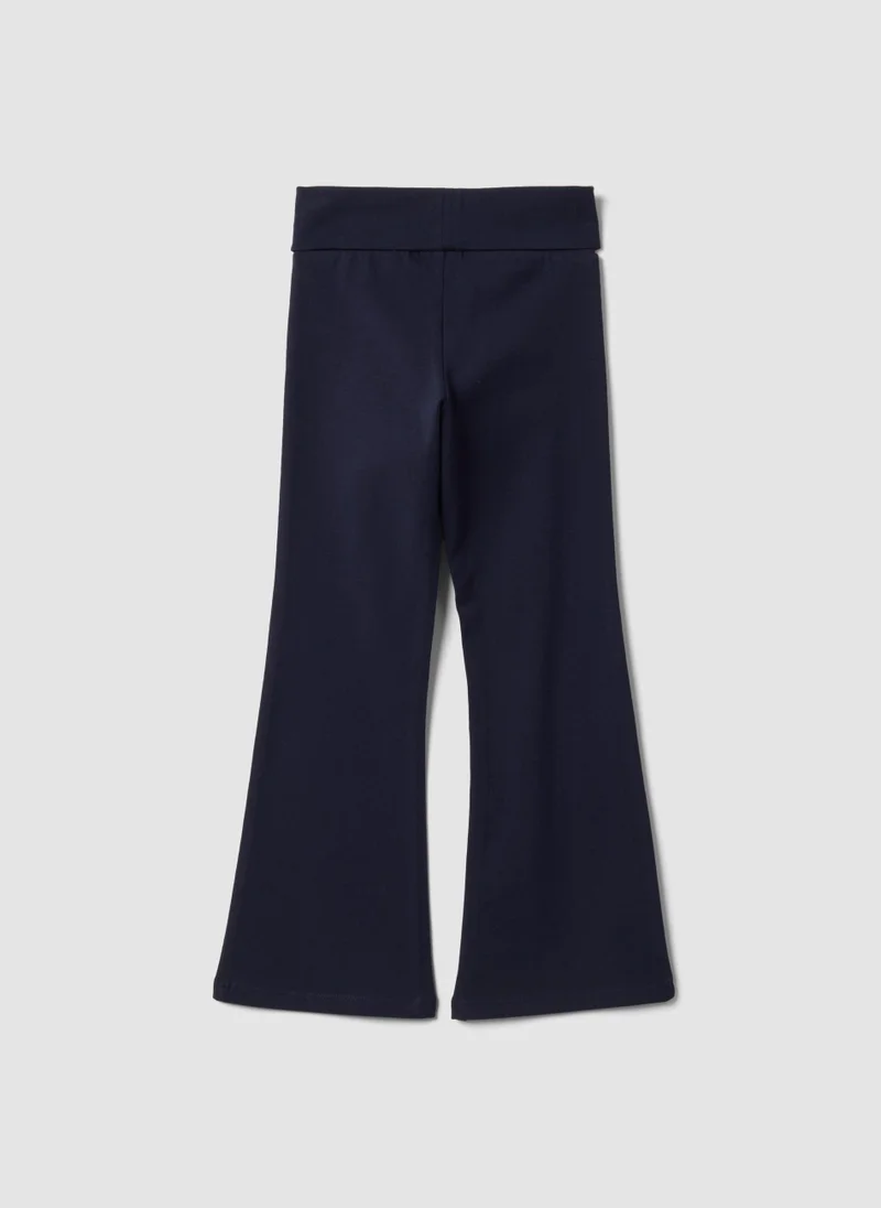 Ovs OVS Girls' Blue Flared Leggings In Stretchy Organic Cotton