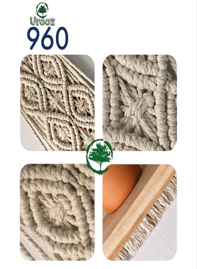 Urooz Macramé Wooden Wall Hanging Shelf |960| Modern Chic Woven Macrame Tapestries, Wall Art Home Decor for Apartment, Dorm, Bedroom, Living Room, Nursery, Party Decorations, 15" Wx 16" H - Image 4