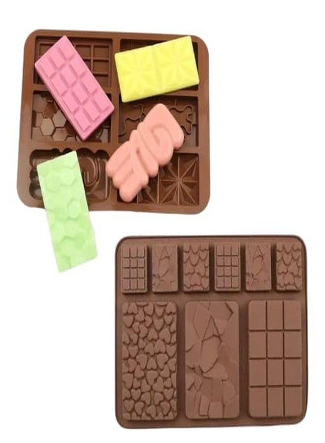MPR4 Silicone Chocolate Mould, 9 Cavity Multi Bar Shape & 6 Cavity Multi Bar Shape, for Jelly, Candy and Fondant, 20x15x2.5 cm