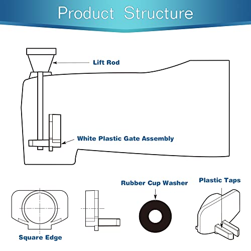 Enhon 2 Set Tub Spout Diverter Repair Kit, Includes 2 x Diverter Valve Stems, 2 x Cup Seals and 2 x Gates, Bathroom Shower Bathtub Leaky Faucet Repair Replacement Parts (Chrome,Classic) - Image 4