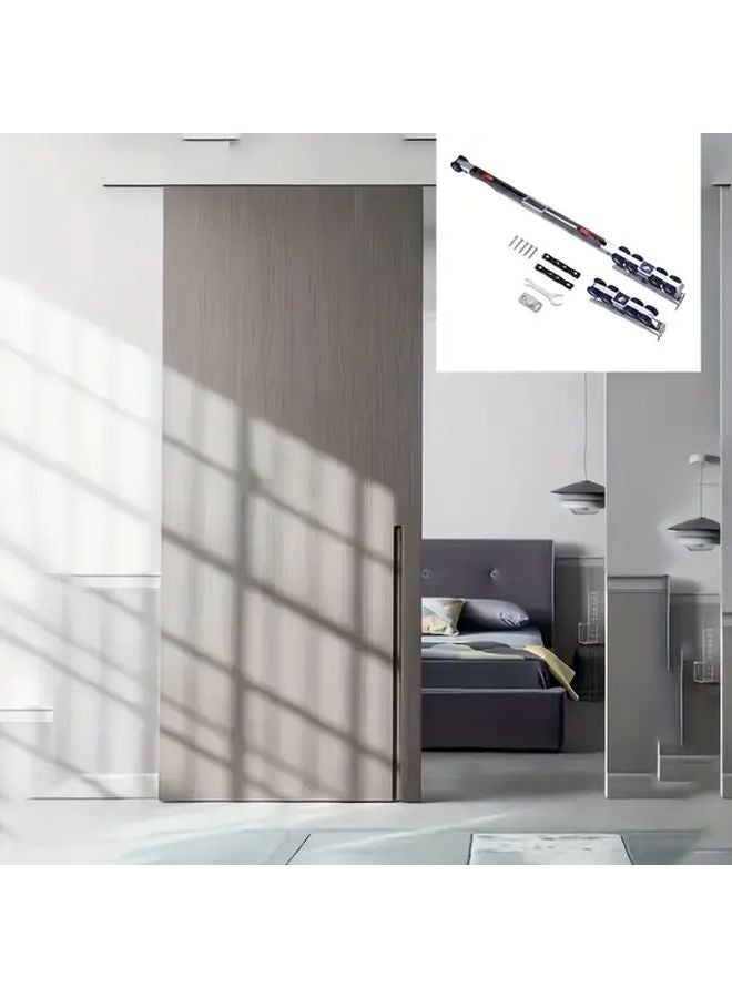 Heavy Duty Sliding Door System With Buffer Hanging Wheel 4 Wheels Silent Closure - Image 2