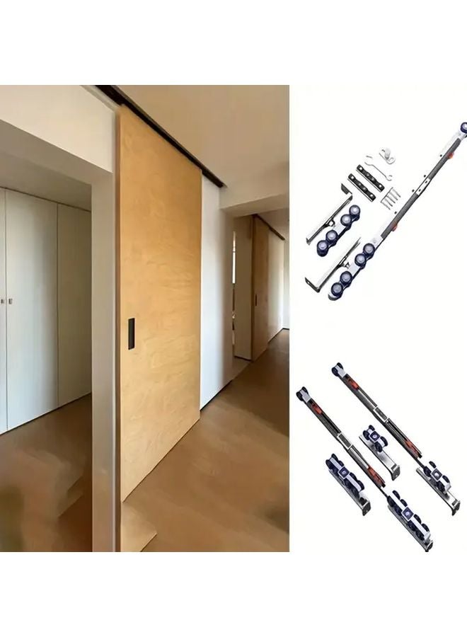 Heavy Duty Sliding Door System With Buffer Hanging Wheel 4 Wheels Silent Closure - Image 3