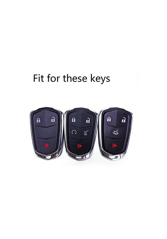 7Cylinder Cadillac Metal Key Chain with TPU Key Fob Cover Case - Gold - Image 4