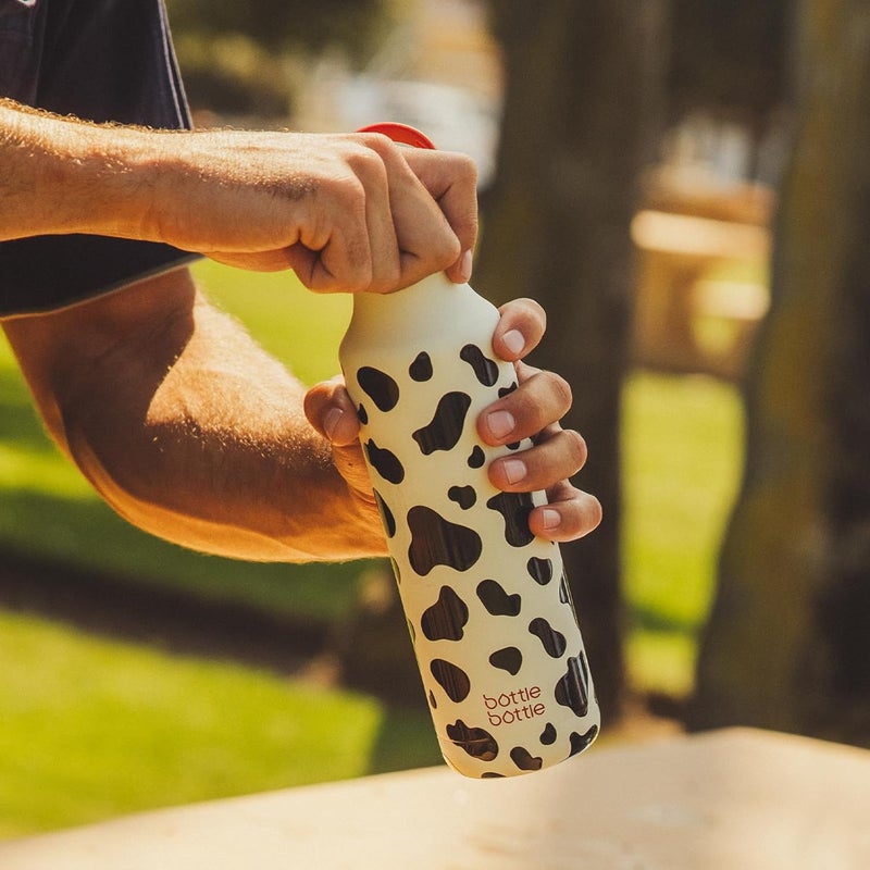 bottle bottle زجاجة زجاجة فلاسكة معزولة 600 مل - زجاجة شرب من الفولاذ المقاوم للصدأ بنمط بقرة - Image 5