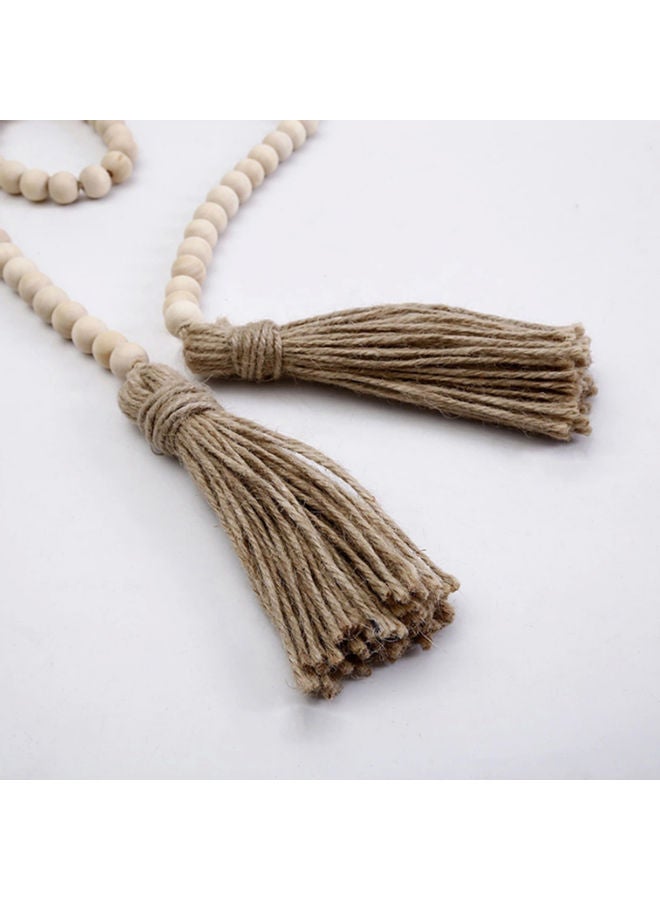Alyashmac Wooden Beaded Garland With Tassel Rustic Look Beige/Brown - Image 2