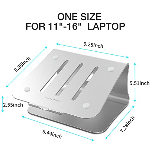 Bestand Laptop Stand, Aluminum Notebook Holder Riser Heat-Vent for MacBook Air/Pro, Dell, HP, Lenovo, Microsoft Surface, Samsung 11-16 inches Notebook (Space Silver) - Image 2