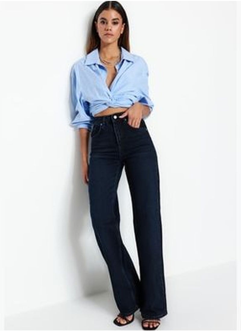 trendyol Midnight Blue High Waist Wide Leg Jeans TWOSS23JE00083  - Image 1