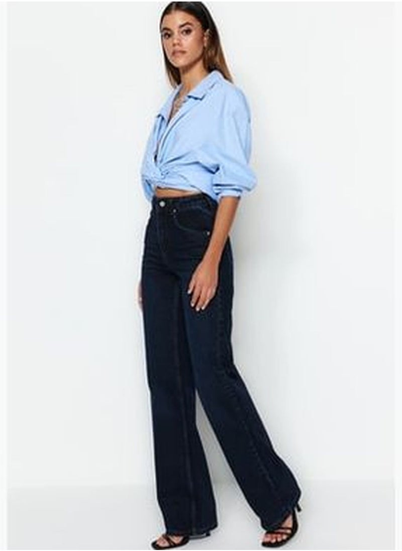 trendyol Midnight Blue High Waist Wide Leg Jeans TWOSS23JE00083  - Image 3