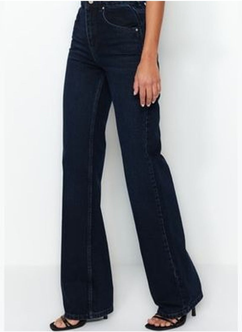 trendyol Midnight Blue High Waist Wide Leg Jeans TWOSS23JE00083  - Image 4