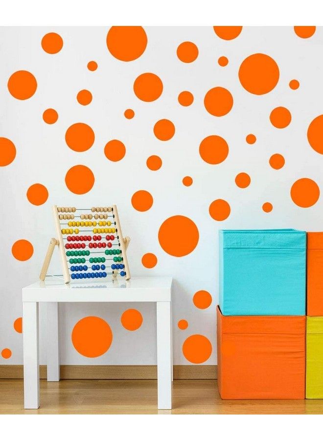 JURUOXIN Polka Dot Wall Decals Girls Room Wall Decor Stickers Wall Dots Vinyl Circle Peel & Stick Diy Bedroom Playroom Kids Room Baby Nursery Toddler To Teen Bedroom Deco Pack Of 84 (Orange) - Image 1