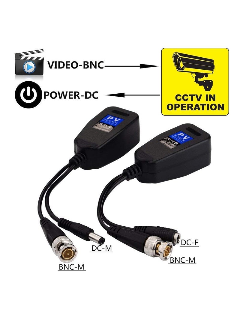 COOLCOLD COOLCOLD Video Balun | 8MP (Pack of 3), Passive BNC DC to RJ45 Network Transceiver Cat5/Cat6 Adapter AHD/TVI/CVI/CVBS for Full HD CCTV DVR Security Surveillance Camera System (Black, 3 Pair)  - Image 3