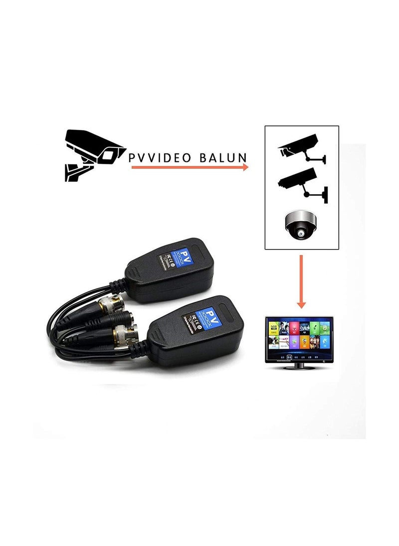 COOLCOLD COOLCOLD Video Balun | 8MP (Pack of 3), Passive BNC DC to RJ45 Network Transceiver Cat5/Cat6 Adapter AHD/TVI/CVI/CVBS for Full HD CCTV DVR Security Surveillance Camera System (Black, 3 Pair)  - Image 4