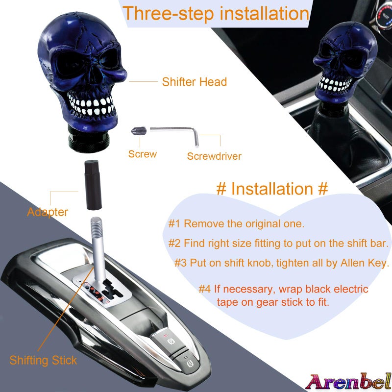 Arenbel Skull Gear Shift Knobs Manual Shifter Handle Car Shifting Lever Stick Fit Most Auto Manual Vehicles - Image 4