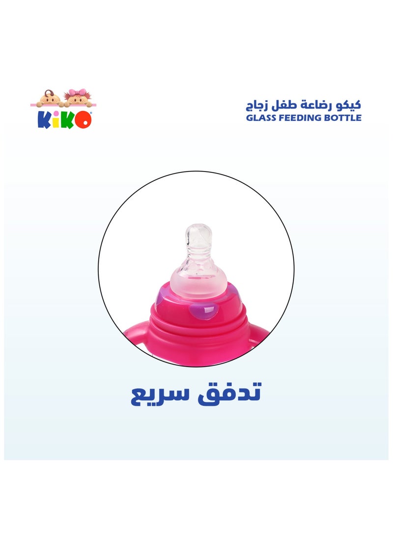 Kiko Glass Feeding Bottle With Handle 180 Ml-Blue - Image 4