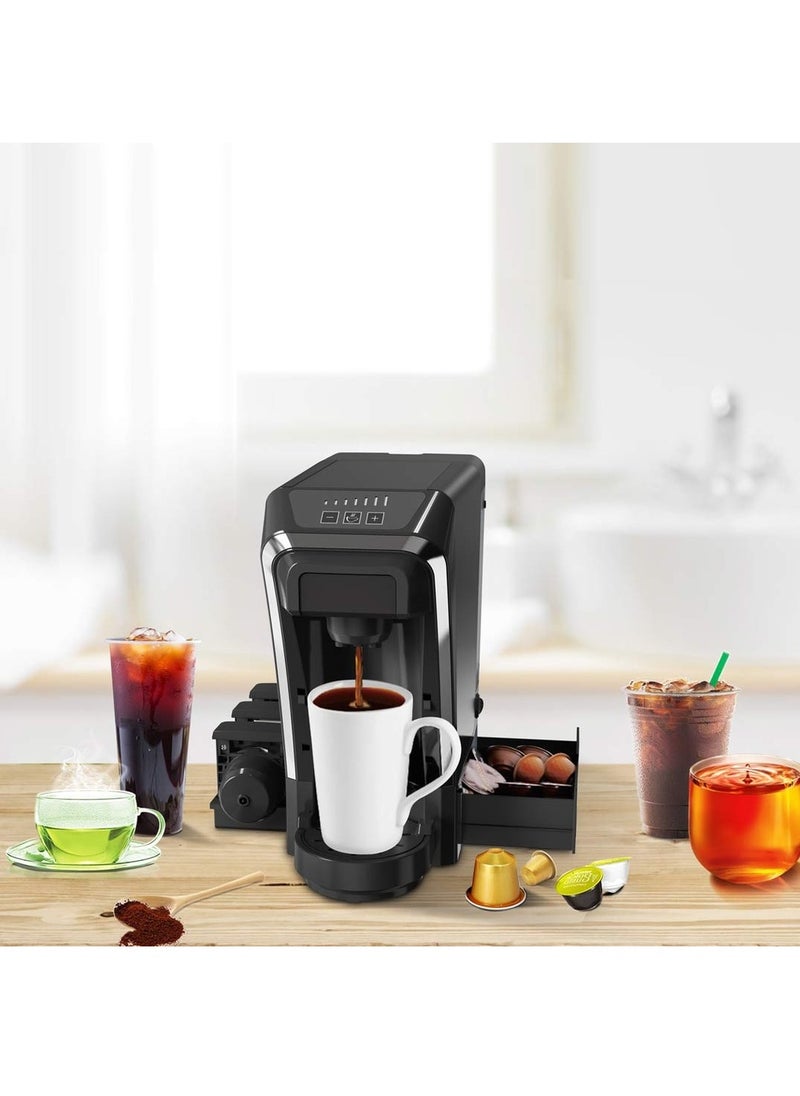 LePRESSO - Multifunctional Capsule Coffee Machine with Capsule Storage / 800ML Kettle /  Built-In Safeguards / Keep-Warm / Capsule and Powder and Tea Leaves Coffee Maker  - Black - Image 1