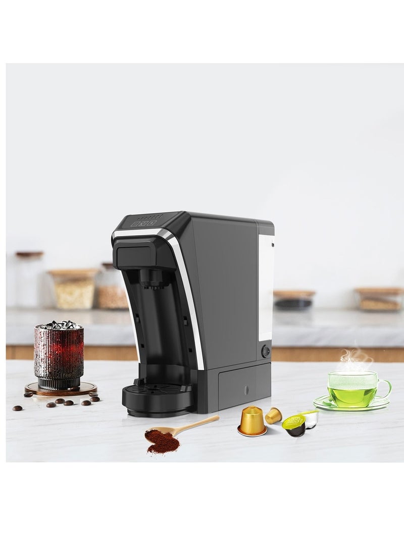 LePRESSO - Multifunctional Capsule Coffee Machine with Capsule Storage / 800ML Kettle /  Built-In Safeguards / Keep-Warm / Capsule and Powder and Tea Leaves Coffee Maker  - Black - Image 1
