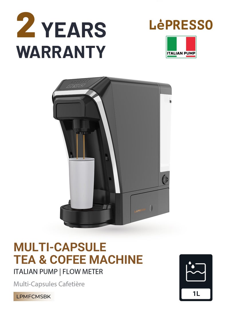 LePRESSO - Multifunctional Capsule Coffee Machine with Capsule Storage / 800ML Kettle /  Built-In Safeguards / Keep-Warm / Capsule and Powder and Tea Leaves Coffee Maker  - Black - Image 1