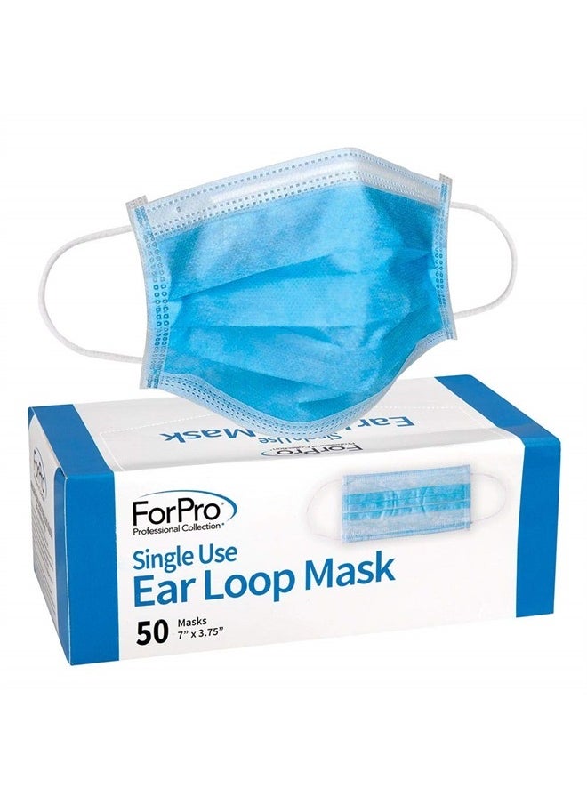 ForPro Professional Collection Single Use Ear Loop Mask, 3-Ply Disposable Non-Woven Face Mask, Latex-Free, Fiberglass-Free, Protects Against Pollen, Dust, 50-Count  - Image 1