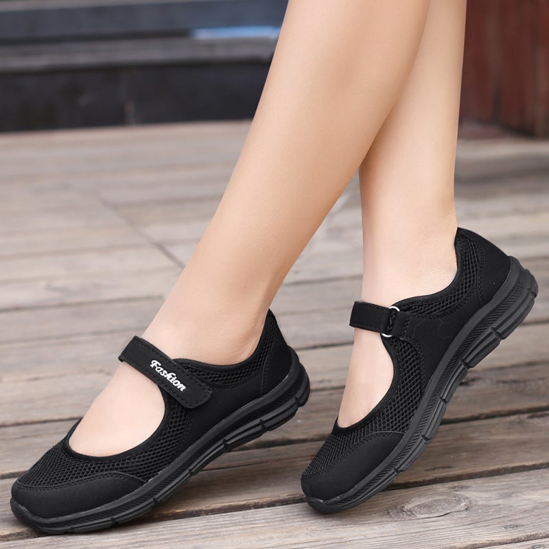 Autumn Fashion Breathable Mesh Womens Casual Shoes Black 