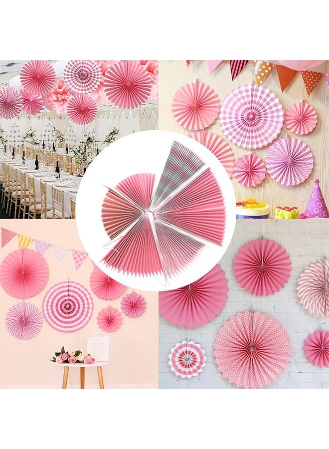 مجموعة مكونة من 6 قطع من المراوح الورقية المعلقة للديكور للحفلات باللون الوردي لمناسبات عيد الميلاد والزفاف والتخرج والاكسسوارات - Image 4