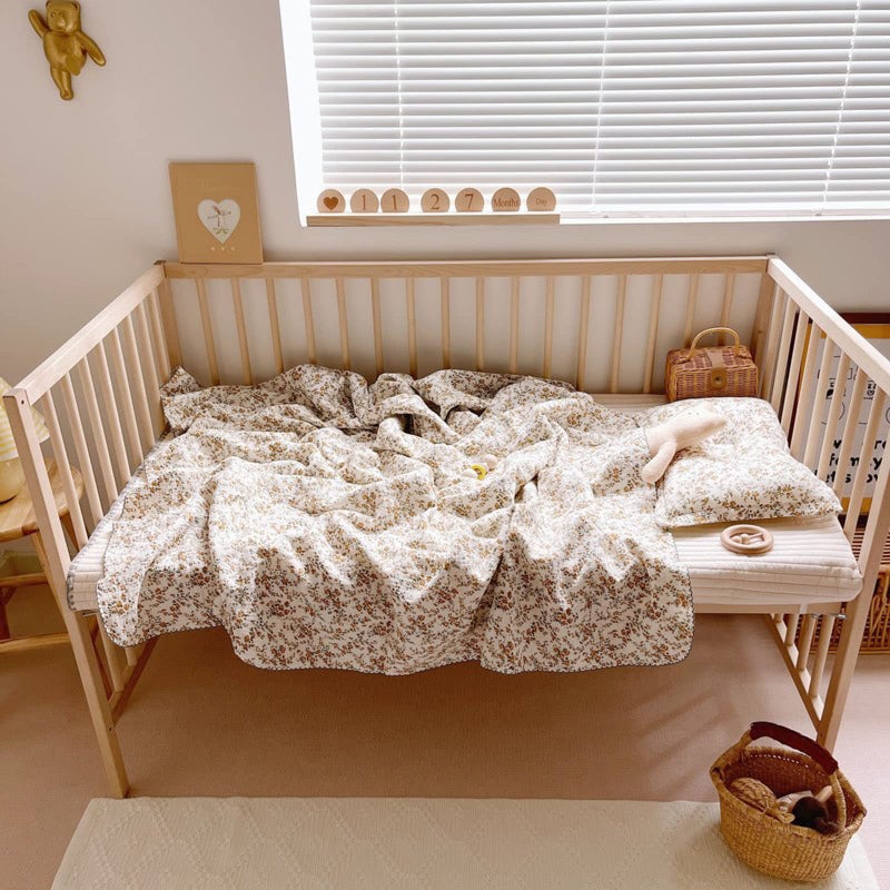 BuLuTu 4 Layer Toddler Blanket 100% Cotton Muslin Bed Blankets for Kids,Girls,Boys, with Cute Hibiscus Flowers Pattern Lightweight Thermal Baby Blanket, Super Soft Warm Crib Blanket, 47x51 - Image 5