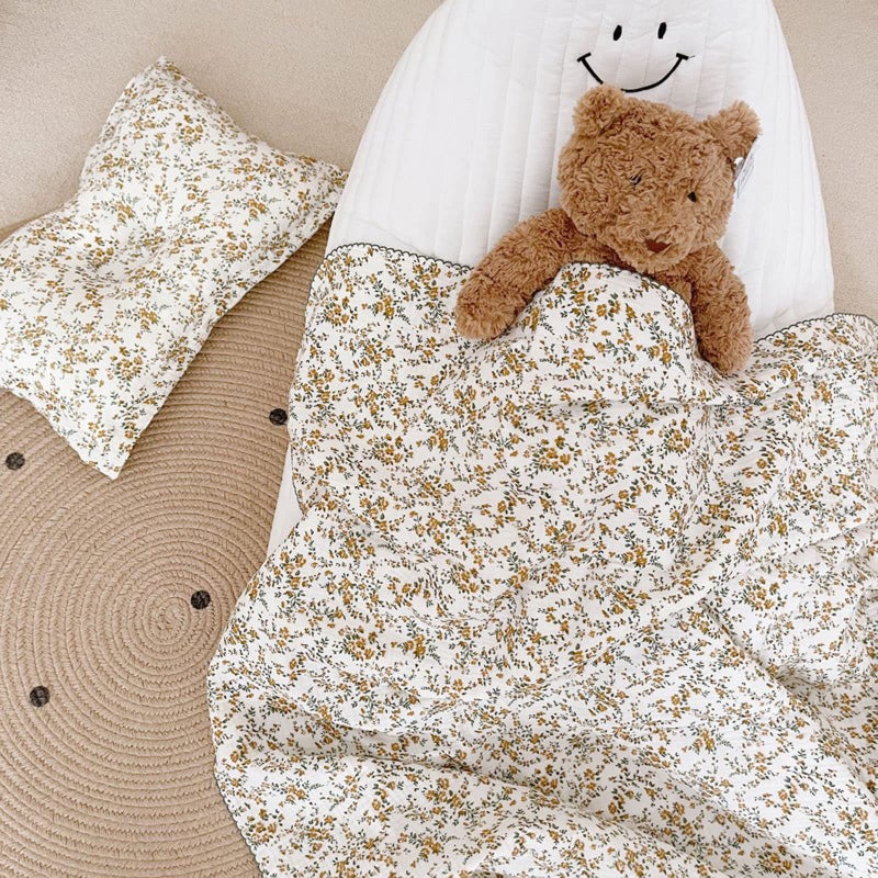 BuLuTu 4 Layer Toddler Blanket 100% Cotton Muslin Bed Blankets for Kids,Girls,Boys, with Cute Hibiscus Flowers Pattern Lightweight Thermal Baby Blanket, Super Soft Warm Crib Blanket, 47x51 - Image 2