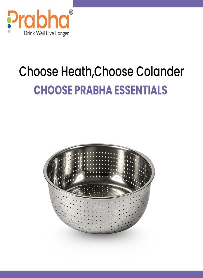 Prabha Colander Stainless Steel Strainer Sieves 30cm | Kitchen Strainer with Handle-Essential Kitchen | Colanders Bowl, Basket | Colander for Rice Straining Washing Fruits, Vegetables, Silver - Image 4