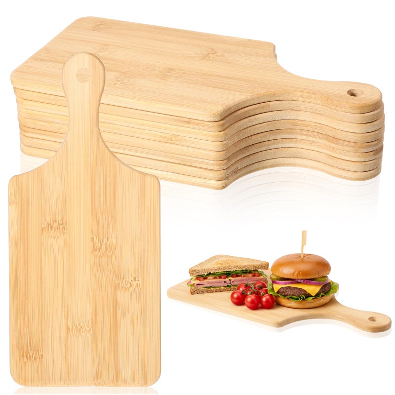 Hpmjz 8 PCS Cutting Board 11" x 5" Bamboo Wood Board with Handle Bulk Thicken Charcuterie Boards Mini Food Platter for Mother's Day Housewarming Gift Wedding Kitchen Home Decor - Image 1