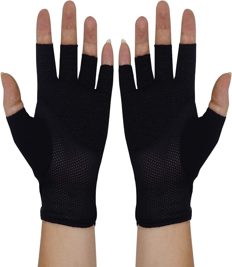 Bienvenu Men's Summer UV Protection Half Finger Gloves - Black - Image 3