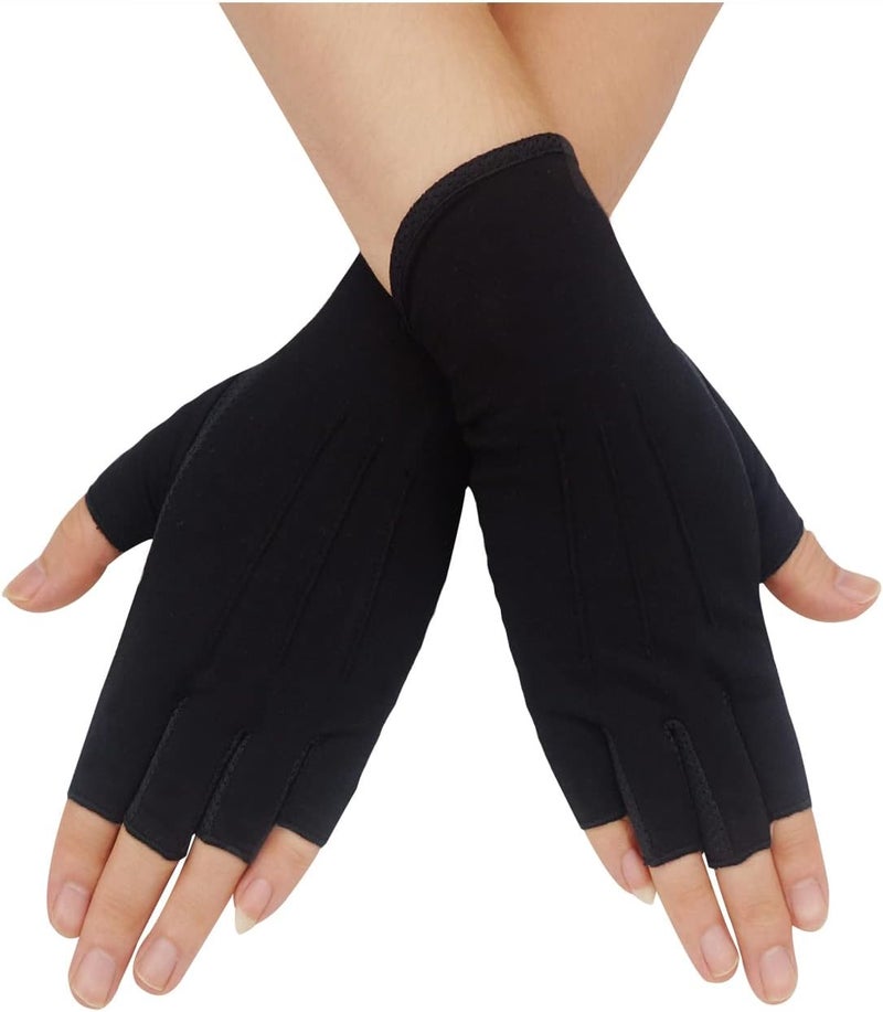 Bienvenu Men's Summer UV Protection Half Finger Gloves - Black - Image 1
